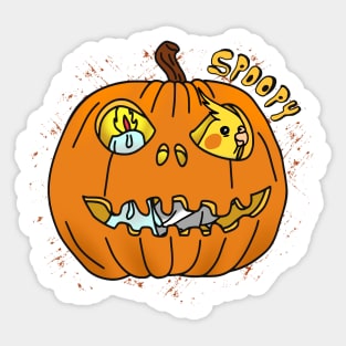 Halloween Cockatiel Parrot Pumpkin Sticker